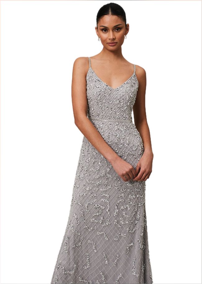  Alexia Sequin Maxi Dress Silver 221683065