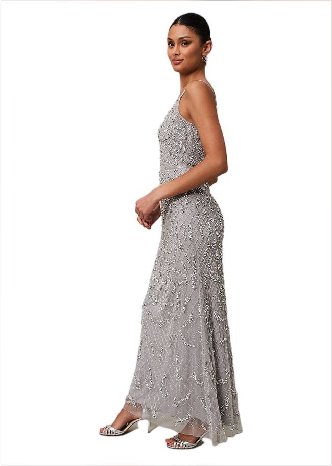  Alexia Sequin Maxi Dress Silver 221683065