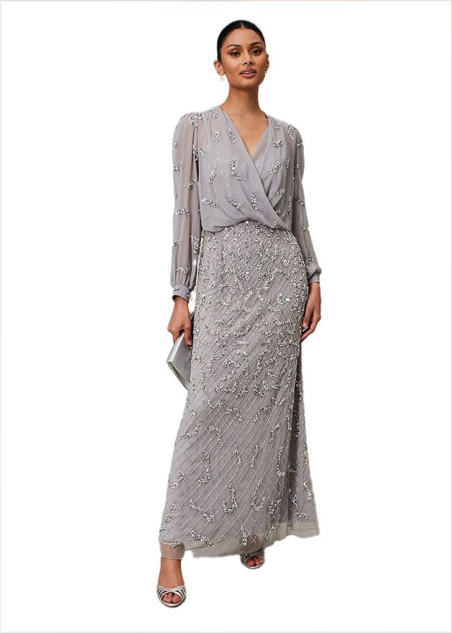  Alexia Sequin Maxi Dress Silver 221683065