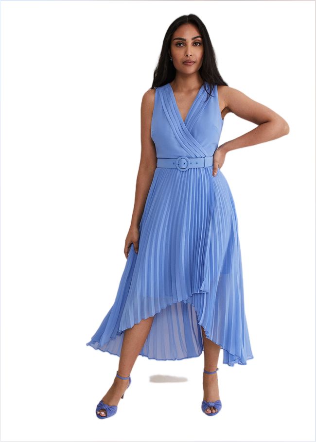  Petite Brianna Pleated Midaxi Dress Cornflower 221685853