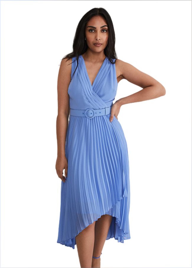  Petite Brianna Pleated Midaxi Dress Cornflower 221685853