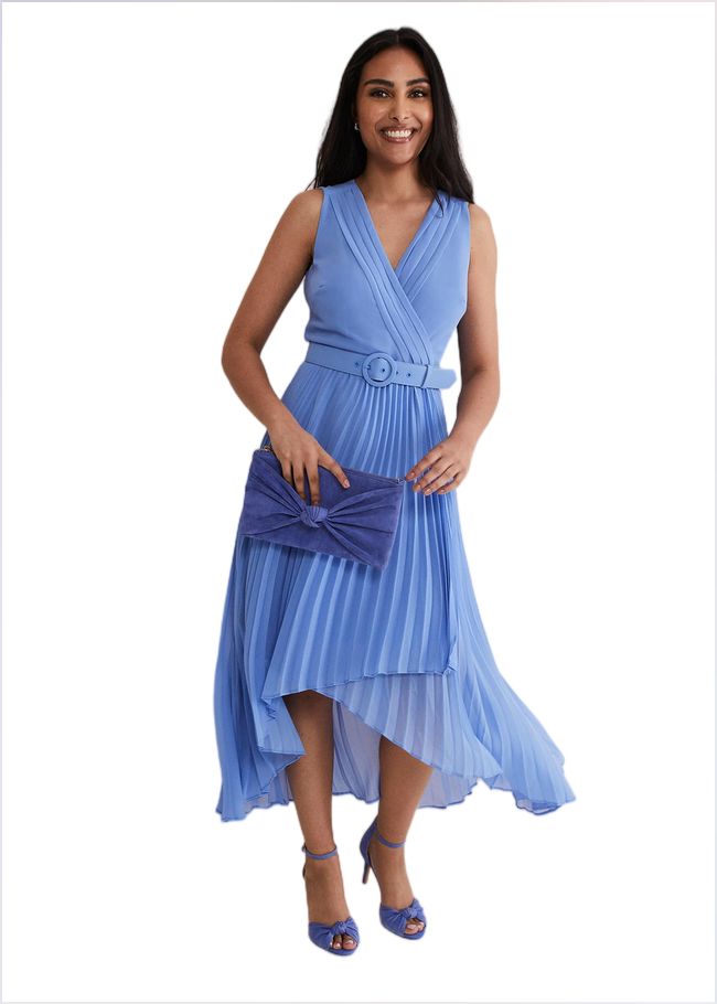  Petite Brianna Pleated Midaxi Dress Cornflower 221685853