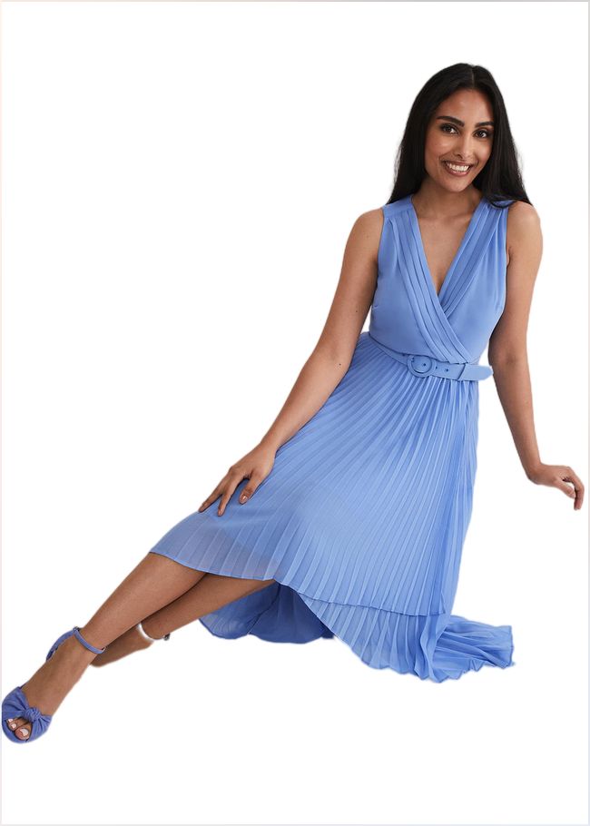  Petite Brianna Pleated Midaxi Dress Cornflower 221685853