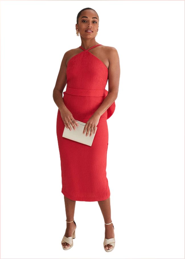  Sherani Bodycon Midi Dress Red 221687250