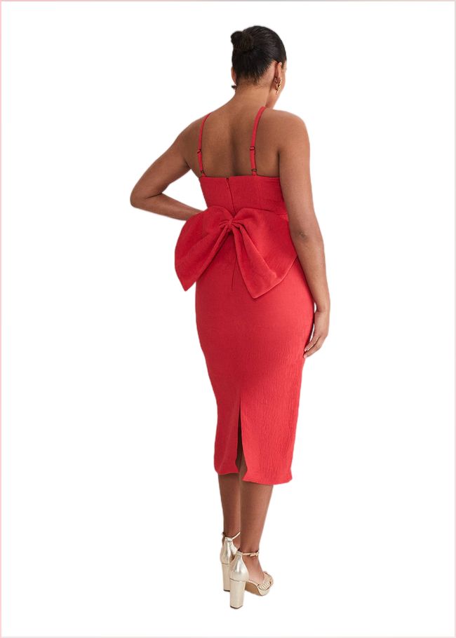  Sherani Bodycon Midi Dress Red 221687250