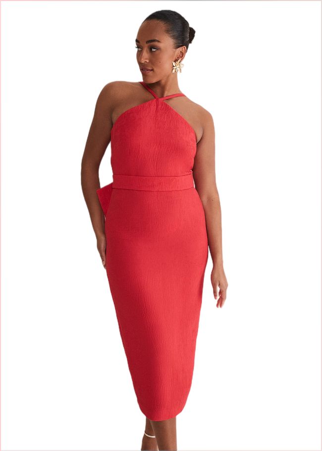  Sherani Bodycon Midi Dress Red 221687250