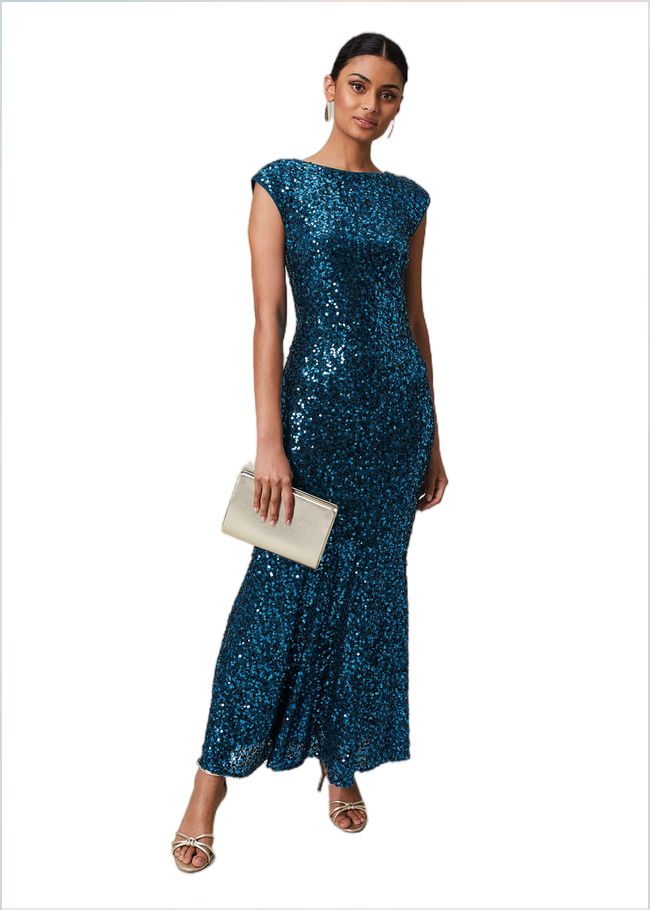  Haven Blue Sequin Maxi Dress Aquamarine 221688857