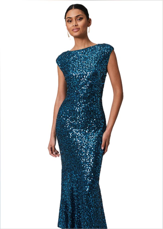  Haven Blue Sequin Maxi Dress Aquamarine 221688857