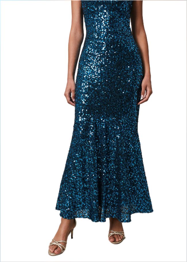  Haven Blue Sequin Maxi Dress Aquamarine 221688857