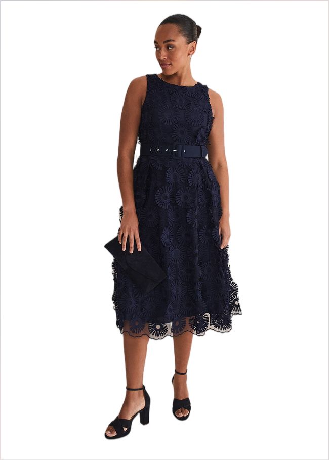  Flossy Lace Midi Dress Navy 221689351