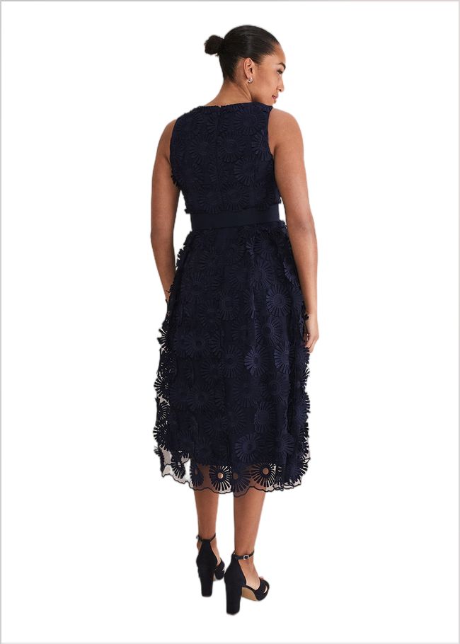  Flossy Lace Midi Dress Navy 221689351