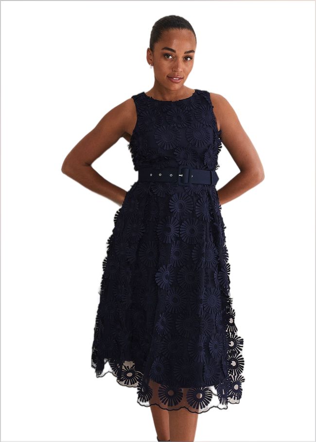  Flossy Lace Midi Dress Navy 221689351