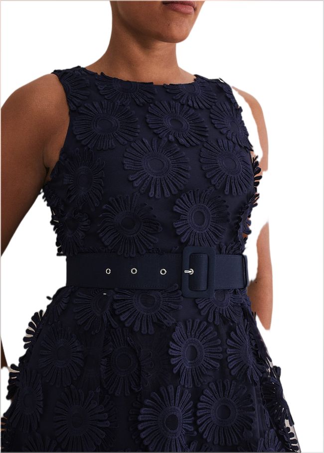  Flossy Lace Midi Dress Navy 221689351