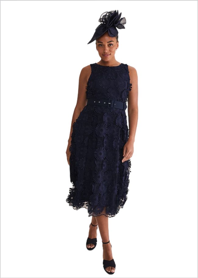  Flossy Lace Midi Dress Navy 221689351