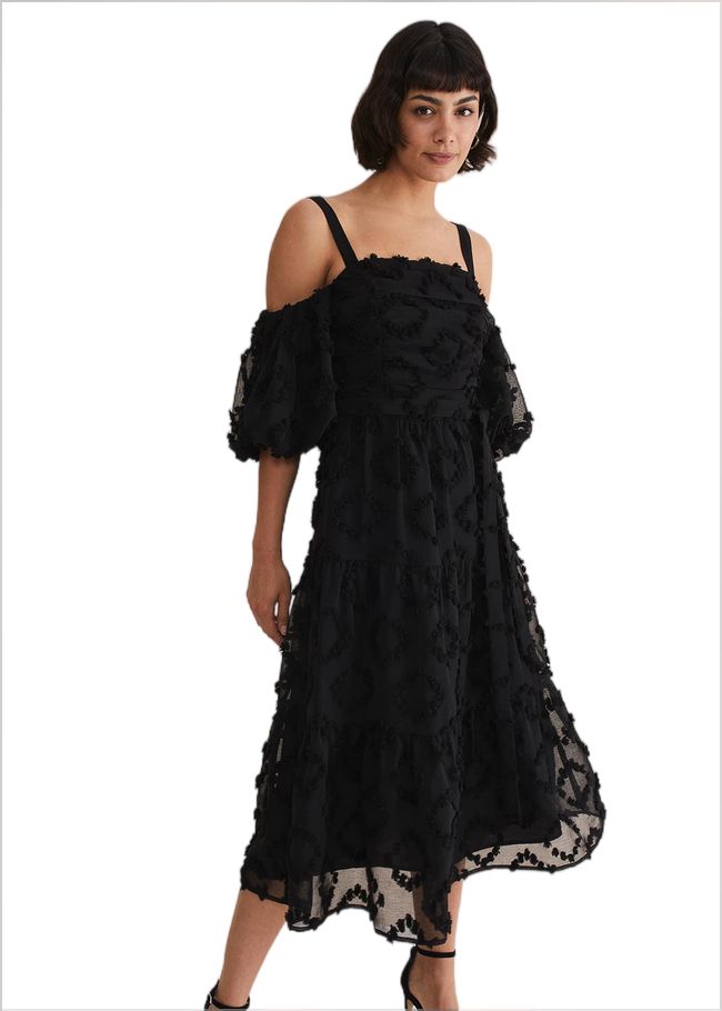  Margarita Off The Shoulder Midaxi Dress Black 221691050