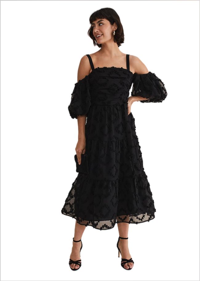  Margarita Off The Shoulder Midaxi Dress Black 221691050