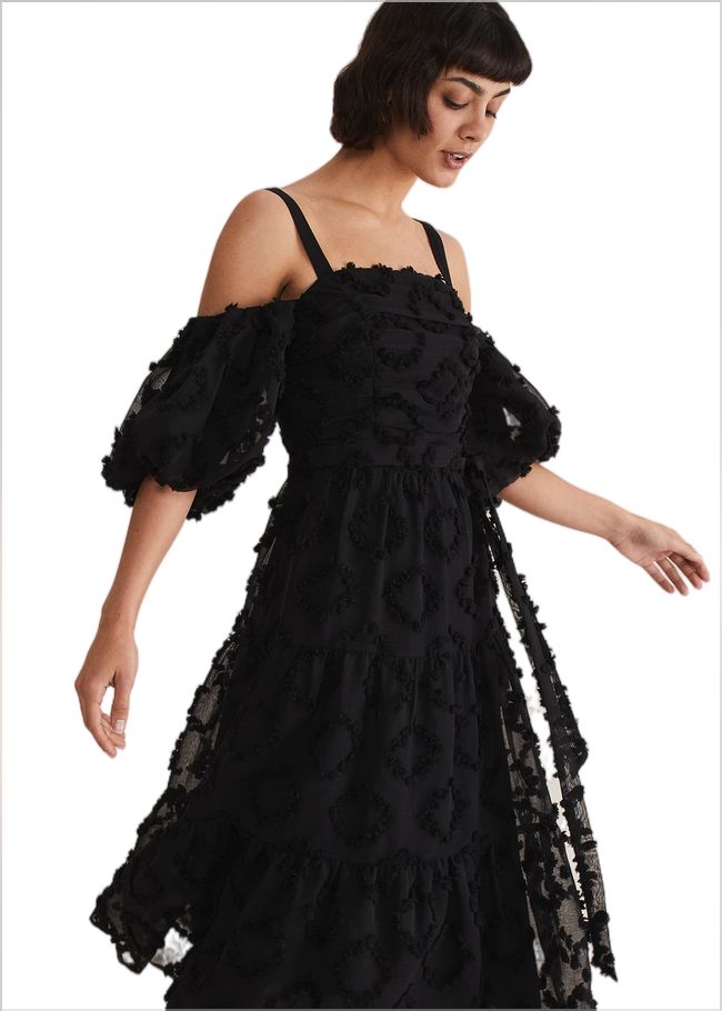  Margarita Off The Shoulder Midaxi Dress Black 221691050