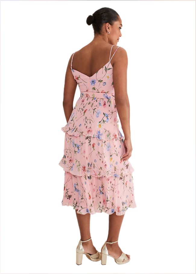  River Floral Tiered Midi Dress Pink/Multi 221693531