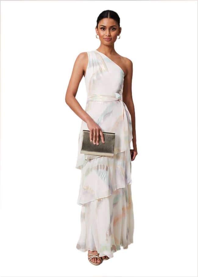  Sonia One Shoulder Silk Maxi Dress Ivory/Multi 221695931