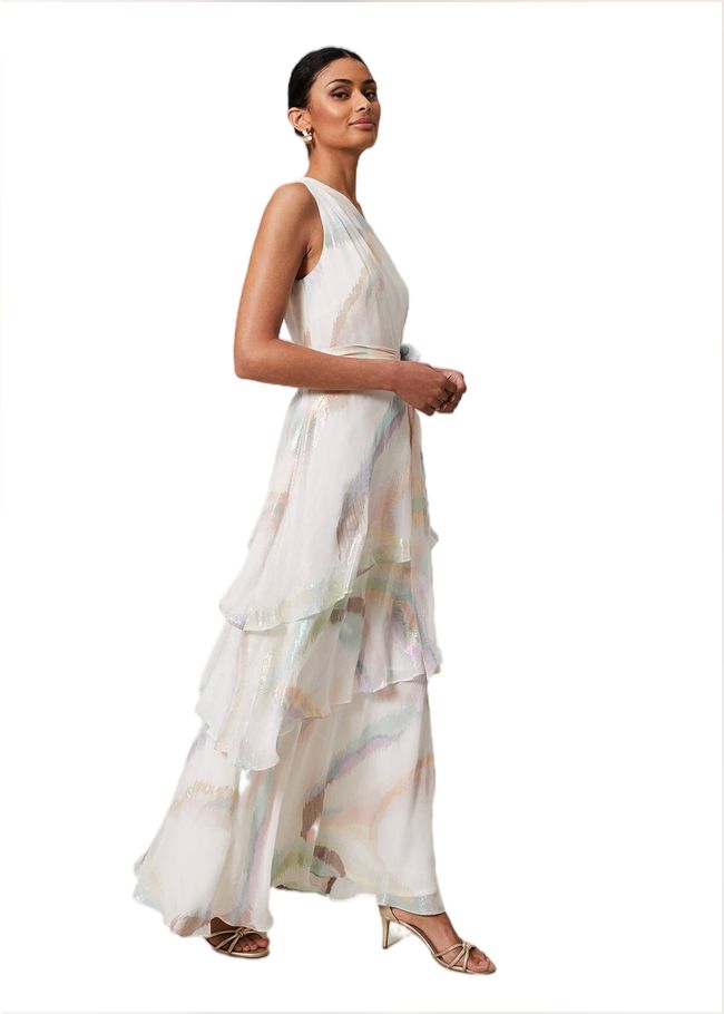  Sonia One Shoulder Silk Maxi Dress Ivory/Multi 221695931