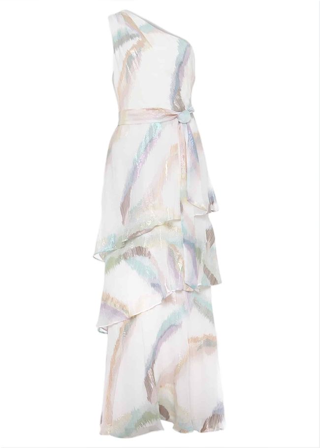  Sonia One Shoulder Silk Maxi Dress Ivory/Multi 221695931