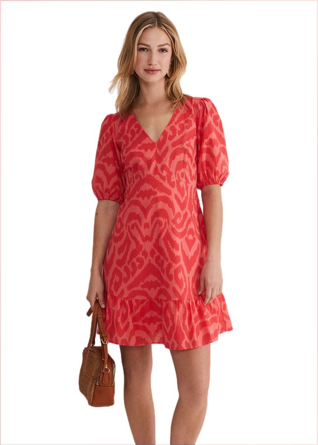  Krystal Cotton Abstract Mini Dress Pink/Red 221699639