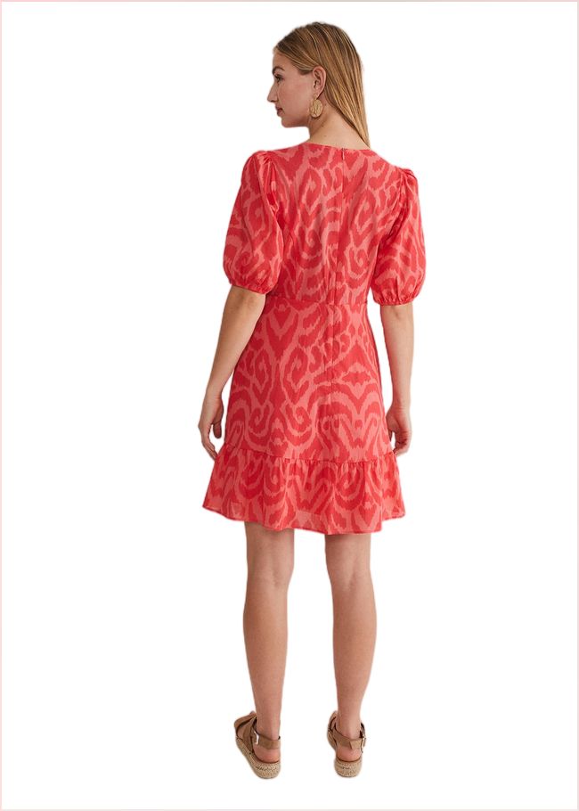  Krystal Cotton Abstract Mini Dress Pink/Red 221699639