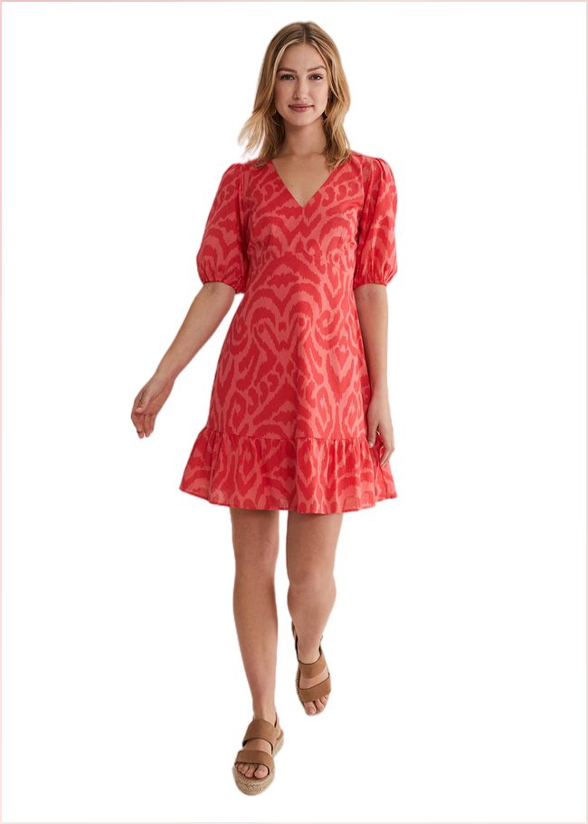  Krystal Cotton Abstract Mini Dress Pink/Red 221699639