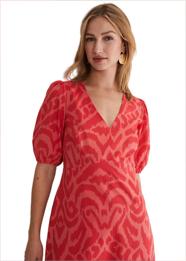  Krystal Cotton Abstract Mini Dress Pink/Red 221699639