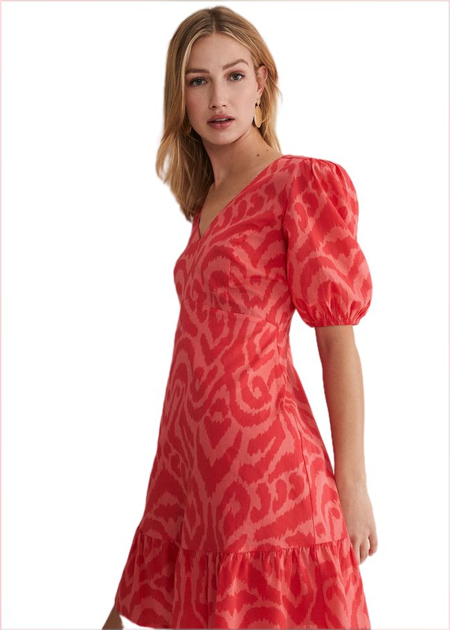  Krystal Cotton Abstract Mini Dress Pink/Red 221699639