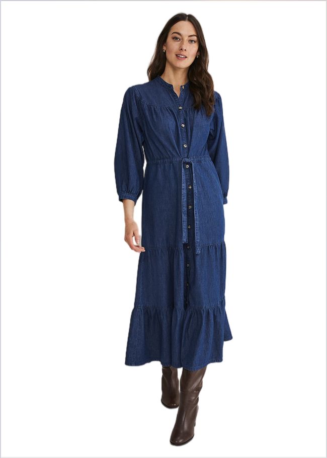  Talulla Tiered Denim Dress Indigo 221700353