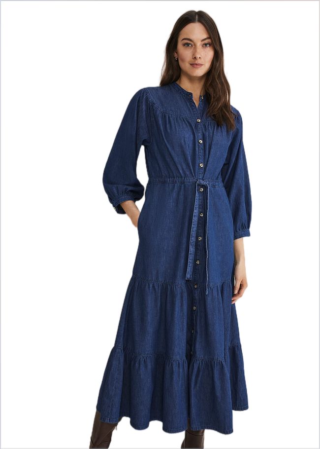  Talulla Tiered Denim Dress Indigo 221700353