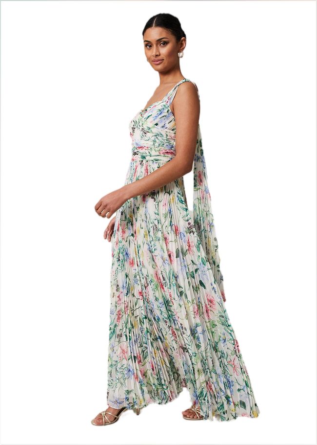  Gretel Floral Pleated Maxi Dress Ivory/Multi 221706931