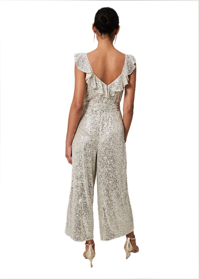  Tazanna Sequin Wide Leg Jumpsuit Silver 221709065