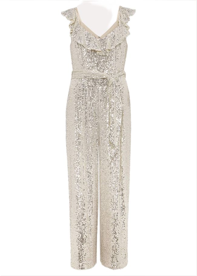  Tazanna Sequin Wide Leg Jumpsuit Silver 221709065