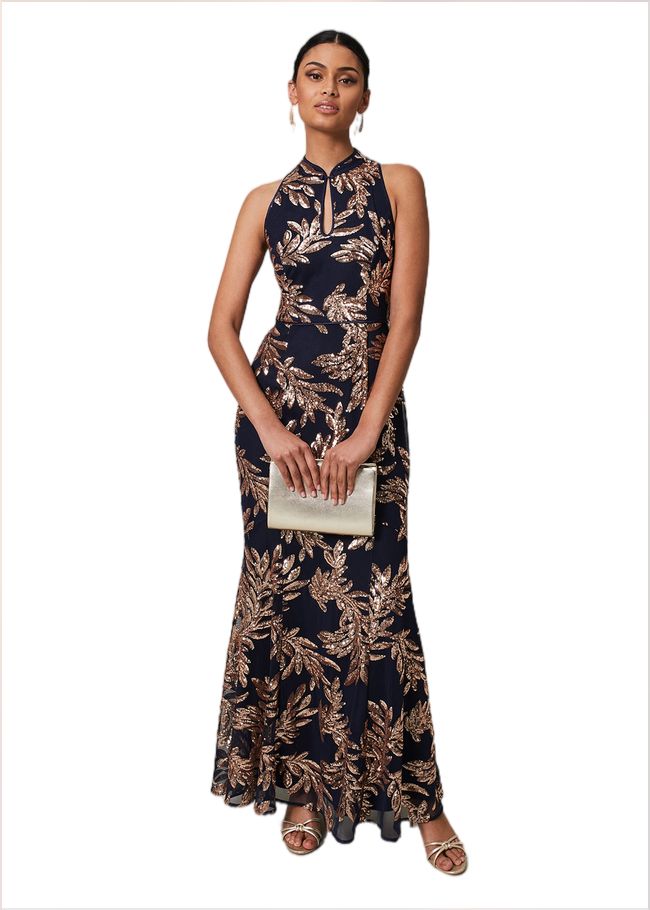  Viviana Sequin Maxi Dress Navy/Gold 221710414