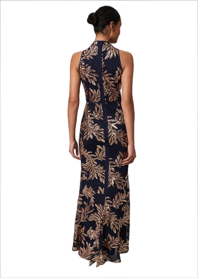  Viviana Sequin Maxi Dress Navy/Gold 221710414