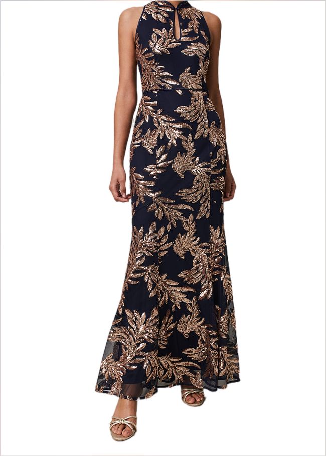  Viviana Sequin Maxi Dress Navy/Gold 221710414