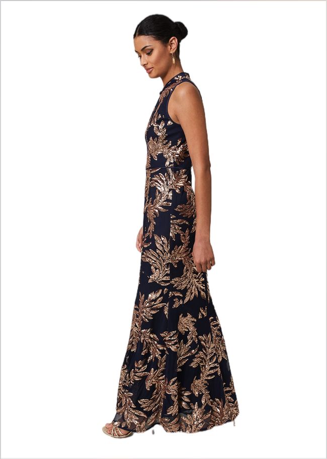  Viviana Sequin Maxi Dress Navy/Gold 221710414