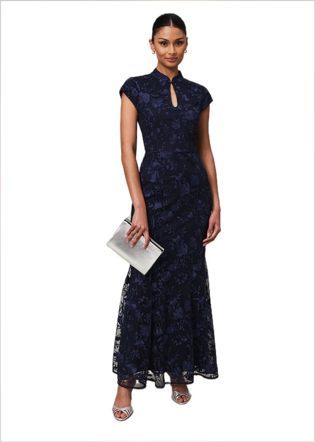  Sofia Embroidered Maxi Dress Navy 221711351