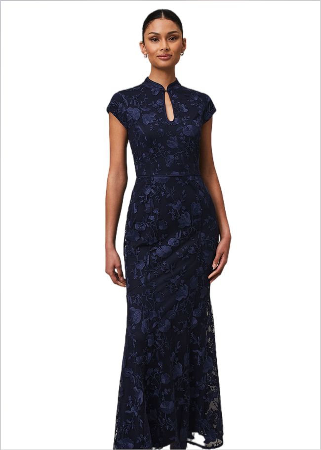  Sofia Embroidered Maxi Dress Navy 221711351