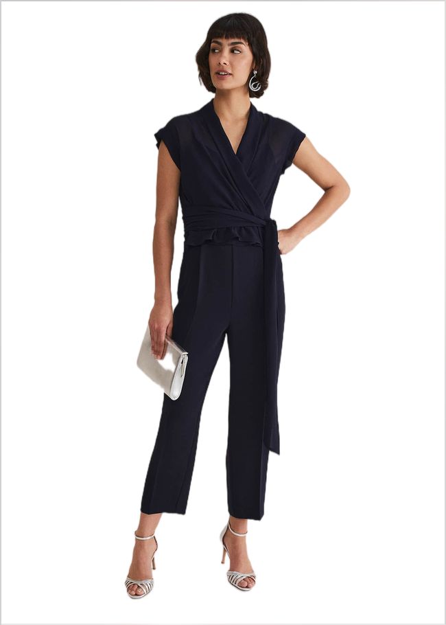  Leonora Chiffon Overlay Jumpsuit Navy 221723351