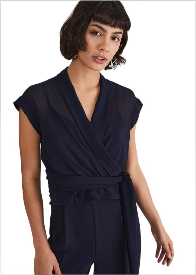  Leonora Chiffon Overlay Jumpsuit Navy 221723351