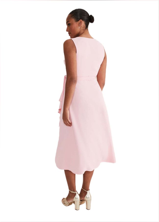  Julissa Sleeveless Ruffle Wrap Midi Dress Soft Pink 221724310