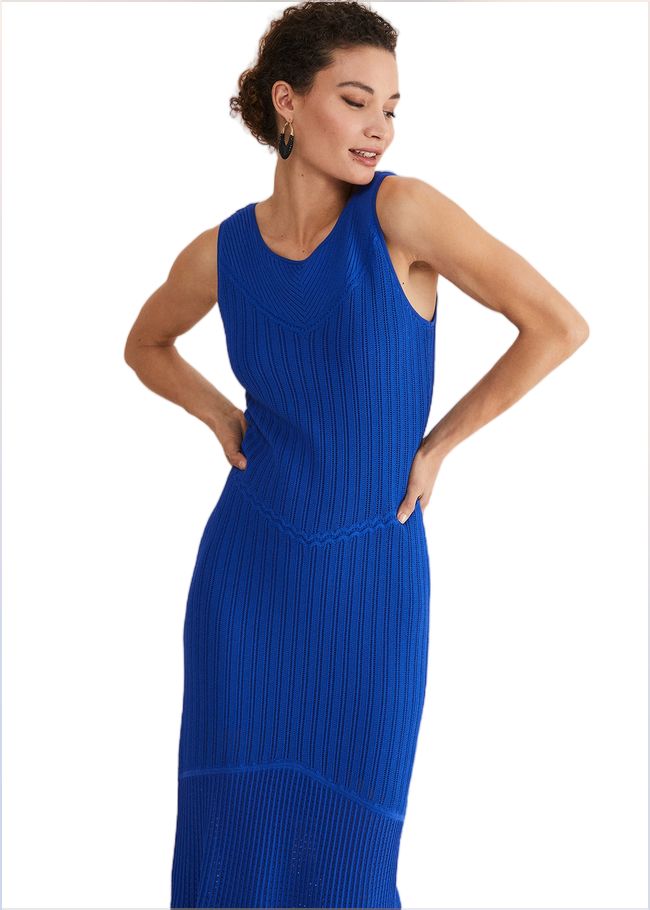  Willow Knitted Pointelle Maxi Dress Cobalt 221726751