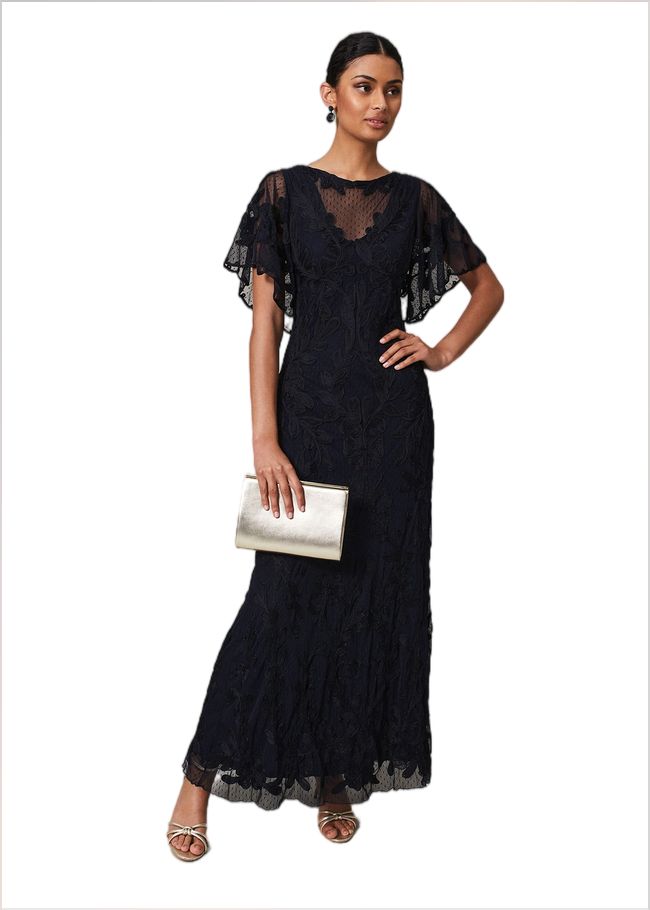  Noelle Navy Tapework Maxi Dress Navy 221737351