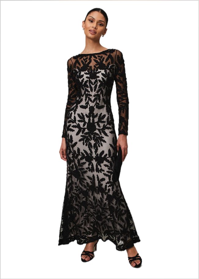  Hermione Tapework Maxi Dress Black/Nude 221738078