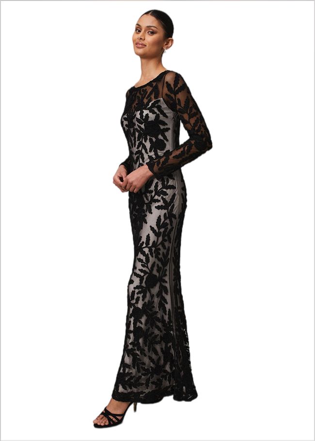  Hermione Tapework Maxi Dress Black/Nude 221738078