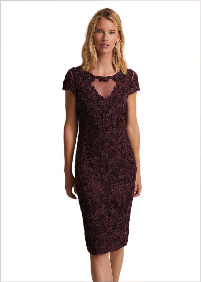  Agatha Berry Tapework Midi Dress Berry 221746720