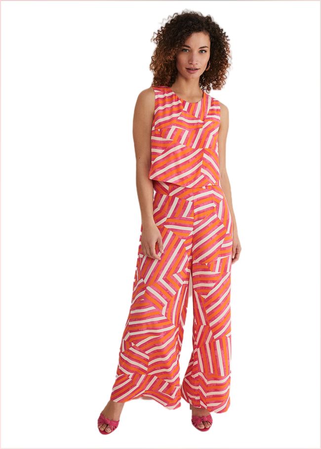  Aubrey Striped Wide Leg Jumpsuit Pink/Orange 221752939